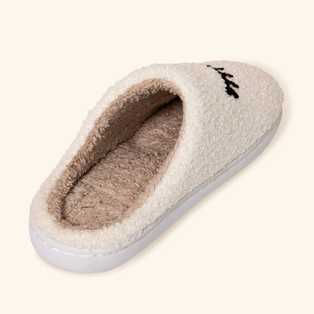 Cosy Teddy Slippers with Lash Design - Image 3